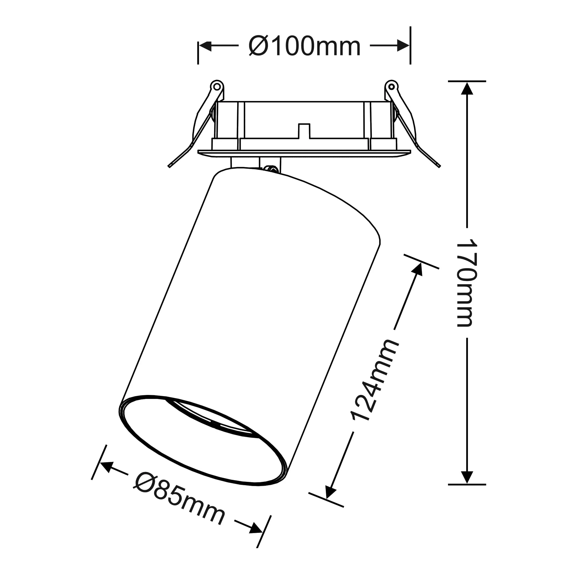 Eos A 20, Powered by EOS 20W 2700K 1480lm 10° Engine, Black & Black Adjustable Recessed Spotlight, IP20, 5yrs Warranty. DL350258  Dlux Eos A 20